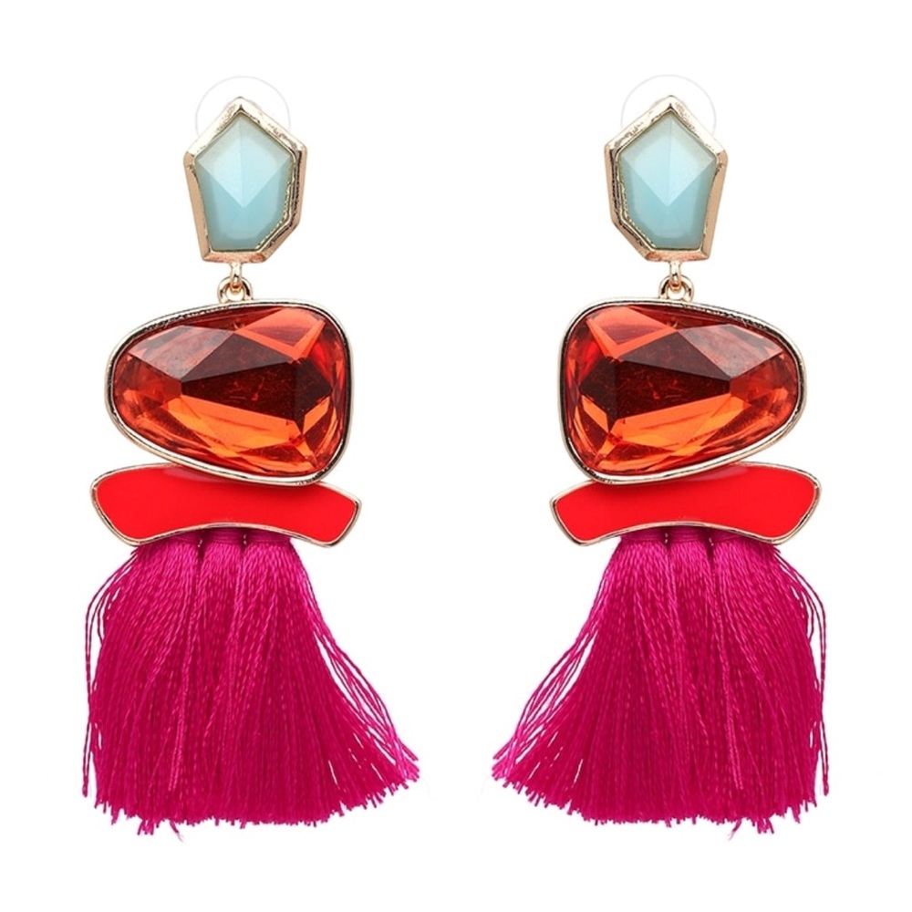 Tassel multicolor statement earrings